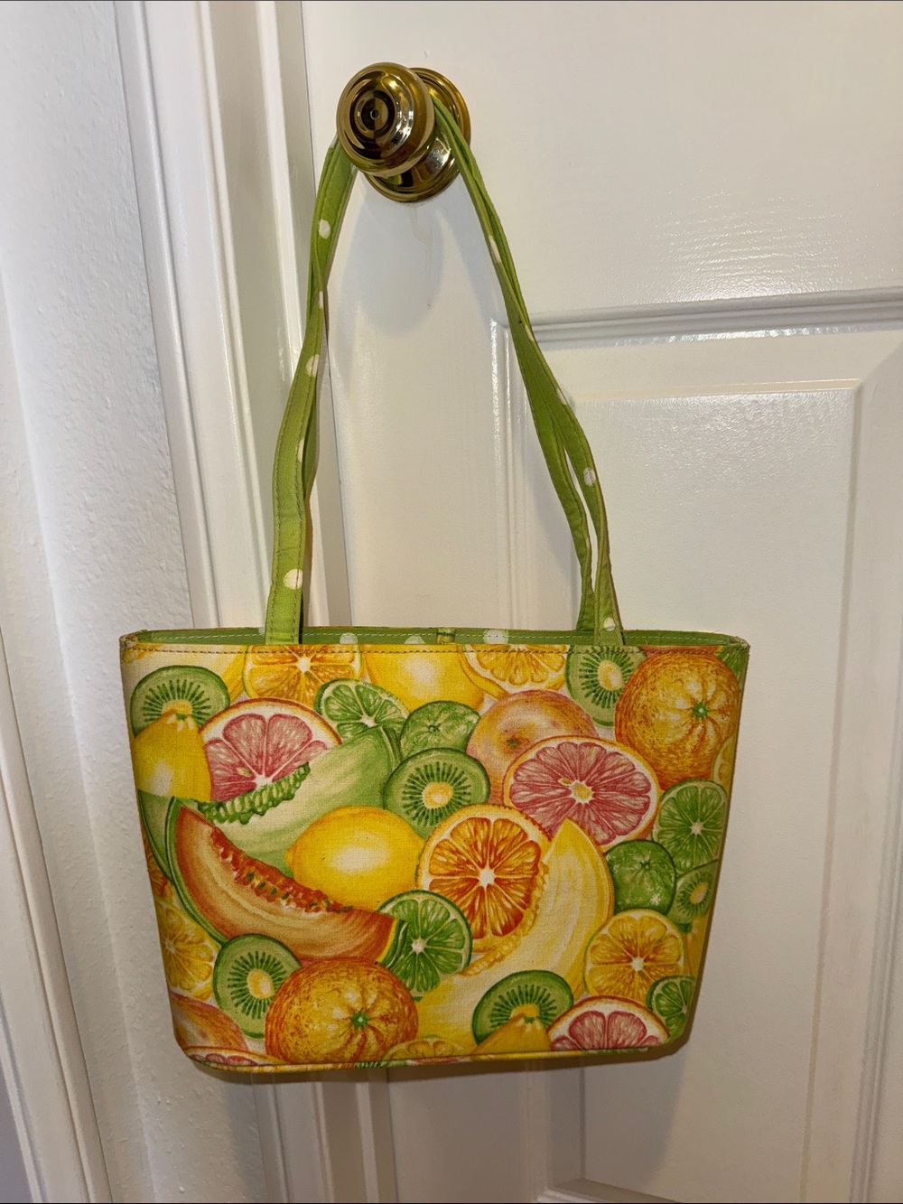 Green, Yellow, Orange Citrus Print Tote Bag